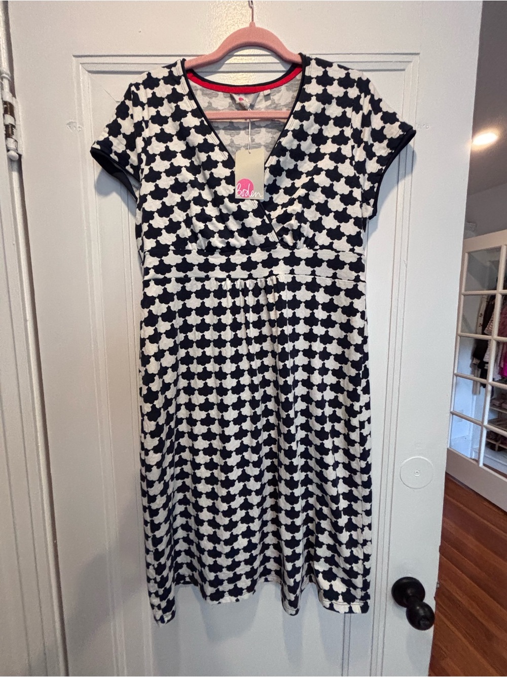 Boden Blue & White scallop Printed V-Neck Women's Dress - NWT